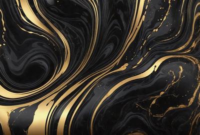 The primary subject of the image is a black and gold swirl pattern, which is the main object, scene, or focus of the image. The setting or background features a black and gold swirl pattern, which is the environment, backdrop, or surface visible in the image. The visual style of the image is a photo, as it is a real-life photograph of the swirl pattern. The dominant colors in the image are black and gold, creating a bold and striking atmosphere.