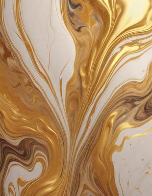 The primary subject of the image is a gold-colored, swirling pattern on a surface. The setting appears to be a wall or a table with a gold-colored, marbled texture. The visual style of the image is a close-up of the gold-colored pattern, which gives it a digital art or illustration appearance. The colors and mood of the image are predominantly gold and warm, creating a sense of luxury and elegance.