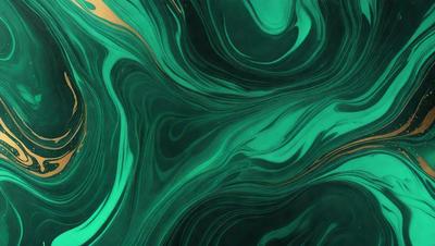 The primary subject of the image is a green and gold swirl pattern, which appears to be a digital art or illustration. The setting is a black background, and the visual style is a combination of digital art and illustration. The dominant colors in the image are green and gold, creating a vibrant and lively atmosphere.