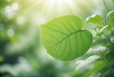 The primary subject of the image is a green leaf, which is the main object, scene, or focus of the image. The leaf is situated in a lush green environment, surrounded by other leaves and plants. The visual style of the image is a photo, capturing the natural beauty of the leaf and its surroundings. The colors and mood of the image are predominantly green, conveying a sense of freshness and vitality.