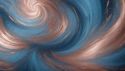 The primary subject of the image is a swirling, spiraling pattern of colors and textures, which appears to be a digital art or illustration. The setting is a blue background, which contrasts with the swirling pattern. The visual style is a mix of digital art and traditional illustration, creating a unique and captivating image. The dominant colors are blue and brown, with the swirling pattern adding a sense of depth and movement to the overall atmosphere.