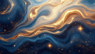 Primary subject: A blue and gold swirling galaxy.

Setting/background: The galaxy is set against a black background, with a few stars visible in the distance.

Visual style: The galaxy is a digital art piece, created with a combination of colors and patterns.

Colors and mood: The galaxy is predominantly blue and gold, with a swirling pattern that creates a sense of movement and depth. The overall atmosphere is one of beauty and wonder.