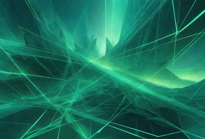 The primary subject of the image is a green, neon-lit tunnel. The setting is a dark, green environment, with the tunnel being the main focus of the image. The visual style is a digital art or illustration, creating a futuristic and surreal atmosphere. The dominant colors are green and neon, which contribute to the overall mood of the image.