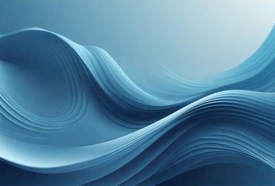 The primary subject of the image is a large, blue wave. The wave is depicted in a digital art style, with a blue background and a patterned texture. The wave appears to be crashing, creating a dynamic and powerful visual effect. The overall atmosphere of the image is energetic and captivating.