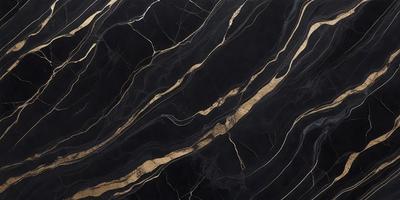 The primary subject of the image is a marble countertop with a gold-colored design. The setting is a kitchen, and the visual style is a close-up of the marble countertop. The colors and mood of the image are predominantly black and gold, giving it a luxurious and elegant appearance.