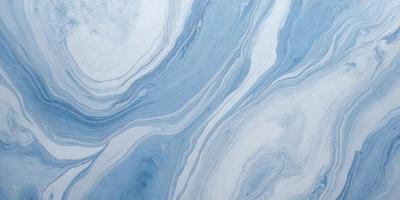 The primary subject of the image is a blue and white marbled wall. The setting is a room with a blue and white marbled wall as the main focus. The visual style is a close-up of the marbled wall, showcasing its intricate patterns. The colors and mood of the image are predominantly blue and white, creating a calm and serene atmosphere.