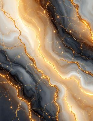 The primary subject of the image is a marble wall with a yellow and black pattern. The setting is a room with a marble surface, and the visual style is a combination of photo and digital art. The dominant colors are yellow and black, creating a warm and vibrant atmosphere.