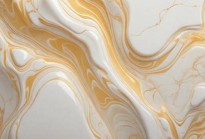 The primary subject of the image is a marble-like surface with a yellow and white color scheme. The setting is a white background, which provides a clean and minimalist appearance. The visual style is a combination of a photo and digital art, creating a unique and artistic representation of the marble-like surface. The colors and mood of the image are warm and inviting, with the yellow and white hues evoking a sense of natural beauty and elegance.