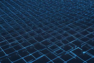 The primary subject of the image is a blue, geometric pattern. The setting is a dark blue background, which creates a contrasting and visually striking effect. The visual style is a combination of digital art and illustration, as the pattern appears to be a digital creation. The colors and mood of the image are predominantly dark and moody, with the blue hue adding a sense of depth and sophistication.