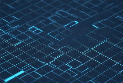 The primary subject of the image is a blue and white grid pattern. The setting is a dark blue background, which creates a contrast with the grid pattern. The visual style is a digital art or illustration, as the grid pattern appears to be a part of a larger design. The colors and mood of the image are predominantly blue and white, giving it a clean and modern appearance.