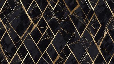 The primary subject of the image is a black and gold marble pattern. The setting is a black and gold marble wall, which serves as the background. The visual style is a close-up of the marble pattern, showcasing the intricate details of the design. The colors and mood of the image are predominantly black and gold, creating a luxurious and elegant atmosphere.