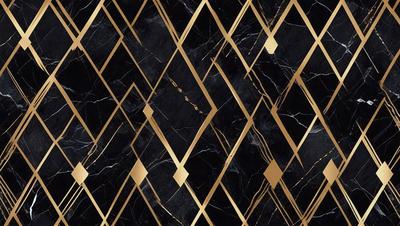 The primary subject of the image is a black and gold marble pattern. The setting is a black and gold marble wall, which serves as the background. The visual style is a close-up of the marble pattern, showcasing the intricate details of the design. The colors and mood of the image are predominantly black and gold, creating a luxurious and elegant atmosphere.