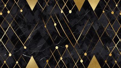 The primary subject of the image is a black and gold marble pattern. The setting is a black and gold marble wall, which serves as the background. The visual style is a combination of digital art and illustration, creating a unique and intricate design. The dominant colors are black and gold, giving the image a luxurious and elegant appearance.