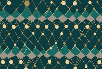 The primary subject of the image is a blue and gold patterned fabric. The setting is a blue background, and the visual style appears to be a combination of digital art and illustration. The colors and mood of the image are predominantly blue and gold, creating a warm and inviting atmosphere.