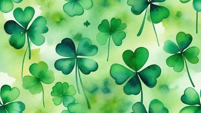 The primary subject of the image is a close-up of a green four-leaf clover. The setting is a green background, which creates a natural and vibrant atmosphere. The visual style is a digital art or illustration, as the clover is depicted in a detailed and realistic manner. The colors and mood of the image are predominantly green, which is associated with growth, renewal, and good fortune.