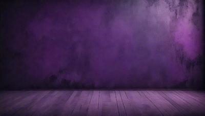 Purple wall, wooden floor, purple wall, wooden floor.