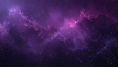The primary subject of the image is a purple nebula, which is a cloud of gas and dust in space. The setting is a dark, starry sky, with the purple nebula as the main focus. The visual style is a combination of a photo and digital art, creating a unique and captivating representation of the celestial scene. The colors and mood of the image are predominantly purple, which adds a sense of mystery and wonder to the scene.