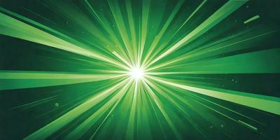 The primary subject of the image is a bright green light, which appears to be a sun or a light source. The setting is a green background, which complements the bright green light. The visual style of the image is a digital art or illustration, as it features a vibrant and colorful design. The dominant colors in the image are green and white, creating a lively and energetic atmosphere.