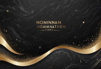 Primary subject: Nomminann Hommmnnation
Setting/background: Black background with gold stars
Visual style: Digital art
Colors and mood: Gold and black
