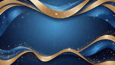 The primary subject of the image is a blue background with gold swirls and stars. The setting is a blue background with gold swirls and stars, creating a visually appealing and unique design. The visual style is a combination of digital art and illustration, giving the image a modern and artistic appearance. The colors and mood of the image are predominantly blue and gold, with a sense of elegance and sophistication.