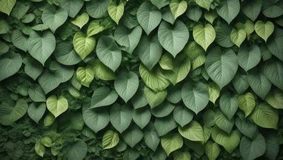The image features a large green plant with many leaves, creating a lush and vibrant scene. The plant is positioned in the center of the image, with its leaves spreading outwards to fill the frame. The plant's leaves are a mix of green and yellow, adding a touch of color to the scene. The overall atmosphere of the image is one of growth, vitality, and natural beauty.
