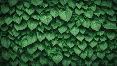 The image features a large green plant with heart-shaped leaves, creating a lush and vibrant scene. The plant is positioned in the center of the image, with its leaves spreading outwards to fill the frame. The overall atmosphere is one of freshness and natural beauty, as the plant's heart-shaped leaves evoke a sense of warmth and vitality.