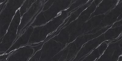 The primary subject of the image is a close-up of a marble countertop. The setting is a kitchen, with the countertop being the main focus of the scene. The visual style is a photo, capturing the intricate details of the marble surface. The colors and mood of the image are predominantly black and white, giving it a classic and elegant appearance.