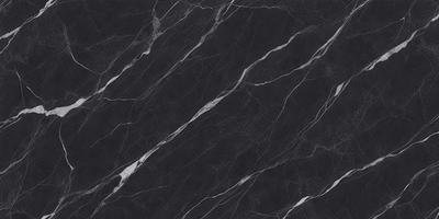 The primary subject of the image is a black marble countertop. The setting is a kitchen, with the countertop being the main focus of the scene. The visual style is a close-up of the marble countertop, showcasing its texture and pattern. The colors and mood of the image are predominantly dark, with the black marble countertop being the main source of contrast.