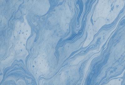 The primary subject of the image is a blue and white marbled wallpaper. The setting is a blue and white marbled wall, which serves as the background. The visual style is a close-up of the marbled wallpaper, showcasing its intricate design. The dominant colors are blue and white, creating a calm and soothing atmosphere.