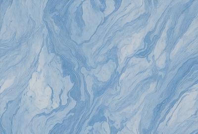 The primary subject of the image is a blue and white marbled tile. The setting is a bathroom, as indicated by the presence of the marbled tile. The visual style is a close-up of the tile, showcasing its intricate design. The dominant colors are blue and white, creating a calm and soothing atmosphere.