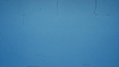 The primary subject of the image is a blue background with a few white lines on it. The setting appears to be a room with a blue wall. The visual style is a combination of a photo and a drawing, giving the image a unique and artistic appearance. The colors and mood of the image are predominantly blue, creating a calm and serene atmosphere.