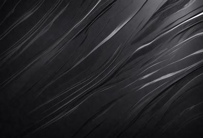 The primary subject of the image is a black and white painting of a waterfall. The setting is a dark background, which contrasts with the waterfall's flowing water. The visual style is a painting, and the colors and mood are predominantly dark and moody.