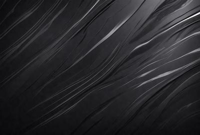 The primary subject of the image is a black and white painting of a waterfall. The setting is a dark background, which contrasts with the waterfall's flowing water. The visual style is a painting, and the colors and mood are predominantly dark and moody.