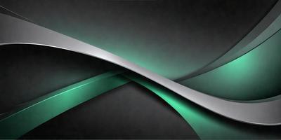 The primary subject of the image is a silver and green metal sculpture. The setting is a black background, which contrasts with the silver and green colors of the sculpture. The visual style appears to be a combination of digital art and illustration, as the sculpture is depicted in a stylized manner. The overall atmosphere of the image is modern and artistic, with the sculpture serving as the focal point.