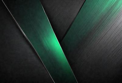 The primary subject of the image is a pair of green and black swords. The swords are positioned in a way that they appear to be crossing each other. The setting is a dark background, which adds a dramatic effect to the scene. The visual style of the image is a combination of digital art and illustration, creating a striking and detailed representation of the swords. The colors and mood of the image are predominantly dark, with the green and black swords standing out as the main focus.