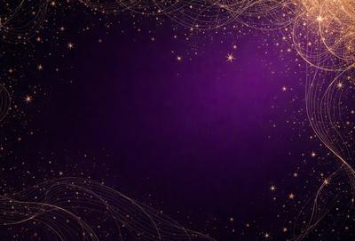 The primary subject of the image is a purple background with a starry pattern. The setting is a night sky, and the visual style is a combination of digital art and illustration. The dominant colors are purple and various shades of blue, creating a serene and celestial atmosphere.