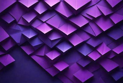 The primary subject of the image is a large, purple, three-dimensional structure made of paper. The structure is composed of multiple layers and appears to be a unique and intricate design. The setting is a dark background, which contrasts with the vibrant purple color of the paper structure. The visual style of the image is a combination of digital art and illustration, showcasing the artist's creativity and skill in crafting a three-dimensional paper artwork. The colors and mood of the image are pre