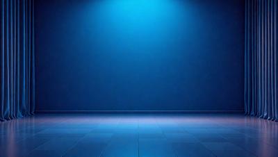 The primary subject of the image is a blue wall with a blue floor. The setting is a room with a blue background, and the visual style is a photo. The colors and mood of the image are predominantly blue, creating a calm and serene atmosphere.