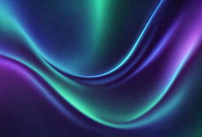 The primary subject of the image is a vibrant and colorful display of a neon green and purple light show. The setting is a dark, star-filled sky, creating a contrasting backdrop for the light show. The visual style of the image is a combination of a photo and digital art, as it captures the beauty of the light show while also showcasing the intricate patterns and colors. The colors and mood of the image are lively and energetic, with the green and purple hues