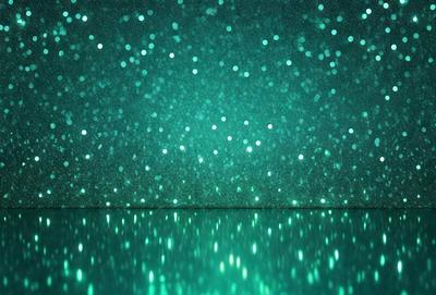 The primary subject of the image is a blue background with a pattern of green lights. The setting appears to be a dark room, and the visual style is a combination of a photo and digital art. The dominant colors are blue and green, creating a calm and serene atmosphere.