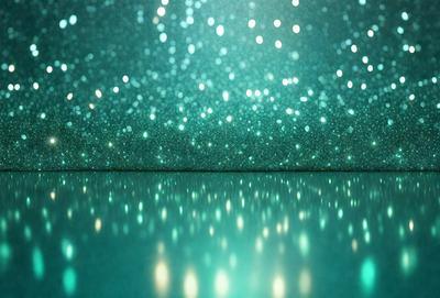 The primary subject of the image is a green background with a pattern of lights. The setting appears to be a room with a blue wall. The visual style is a combination of a photo and digital art, creating a unique and captivating atmosphere. The dominant colors are green and blue, with the green background and blue wall creating a calming and serene mood.