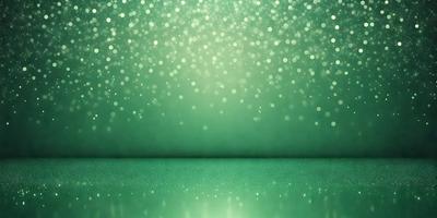 The primary subject of the image is a green background with a pattern of white lights. The setting appears to be a dark room, and the visual style is a combination of a photo and digital art. The dominant colors are green and white, creating a calm and serene atmosphere.