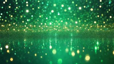 The primary subject of the image is a green background with a pattern of green lights. The setting appears to be a dark room with a green glow, creating a unique and visually striking atmosphere. The visual style of the image is a combination of a photo and digital art, as it captures the green lights in a way that resembles a painting or digital illustration. The colors and mood of the image are predominantly green, with a sense of depth and intrigue due to the interplay of light and darkness.