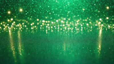 The primary subject of the image is a green background with a pattern of green lights. The setting appears to be a dark room, and the visual style is a combination of a photo and digital art. The dominant colors are green, and the overall atmosphere is bright and lively.