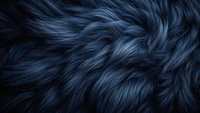 The primary subject of the image is a blue, furry object that appears to be a piece of fabric or a patterned surface. The setting is a dark background, which contrasts with the blue fabric. The visual style is a close-up of the blue fabric, showcasing its texture and pattern. The colors and mood of the image are predominantly blue, creating a calm and serene atmosphere.