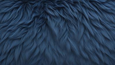 The primary subject of the image is a blue, furry fabric. The setting is a close-up of the fabric, showcasing its texture and color. The visual style is a digital art or illustration, as the fur appears to be digitally rendered. The colors and mood of the image are predominantly blue, creating a calm and serene atmosphere.