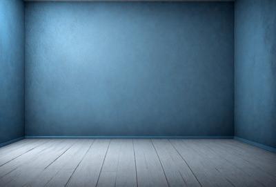 The primary subject of the image is a blue wall with a wooden floor. The setting is a room with a blue wall and a wooden floor. The visual style is a photo, and the dominant colors are blue and white. The overall atmosphere is calm and serene.