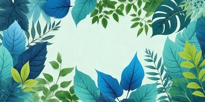 The primary subject of the image is a collection of blue leaves, which are the main objects in the scene. The leaves are arranged in a circular pattern, creating a visually appealing composition. The setting is a white background, which provides a clean and minimalist look to the image. The visual style is a combination of digital art and illustration, as the blue leaves are depicted in a detailed and artistic manner. The colors and mood of the image are predominantly blue, which gives it a calm and serene atmosphere.