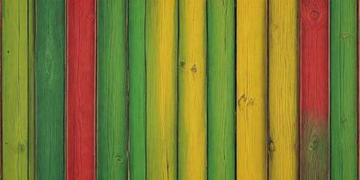 The primary subject of the image is a wooden board with a colorful striped pattern. The setting is a wooden wall, and the visual style is a close-up of the wooden board. The colors and mood of the image are vibrant and lively, with the wooden board featuring a rainbow-colored striped pattern.