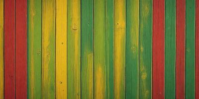The primary subject of the image is a wooden wall with a yellow and green striped pattern. The setting is a room with a wooden floor. The visual style is a close-up of the wooden wall, showcasing the unique striped pattern. The dominant colors are yellow and green, creating a warm and inviting atmosphere.